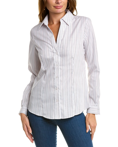 Jones New York Stripe Easy Care Button-up Shirt In White