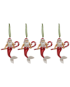 Hgtv Set Of 4 Glass Santa Merman Ornaments In Red