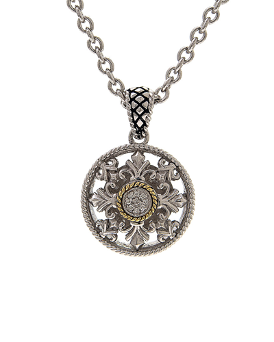 Andrea Candela Fleur De Lis 18k & Silver 0.03 Ct. Tw. Diamond Fleur De Lis Design Round Necklace