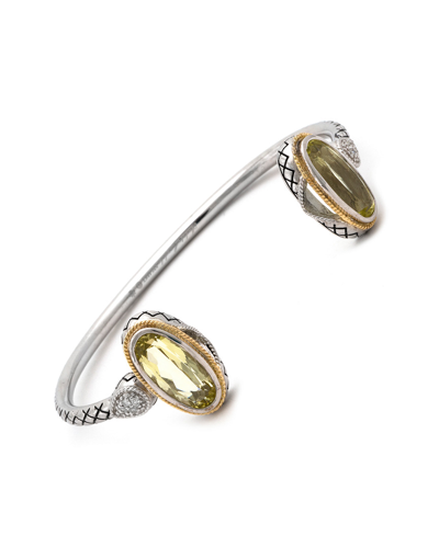 Andrea Candela Dulce-menta 18k & Silver 7.29 Ct. Tw. Diamond & Lemon Quartz Bangle