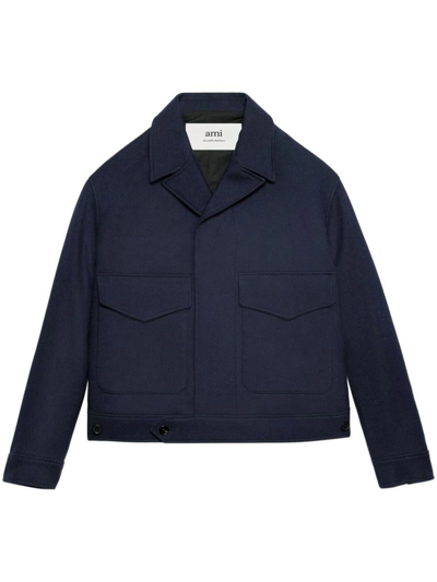Ami Alexandre Mattiussi Oversize Virgin Wool Jacket In Night Blue