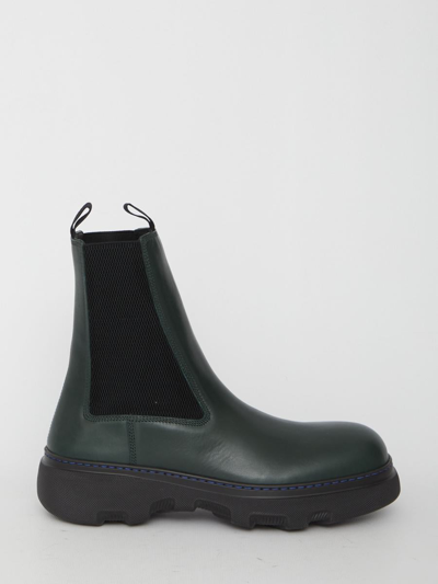 Burberry Creeper Chelsea Boots In Green
