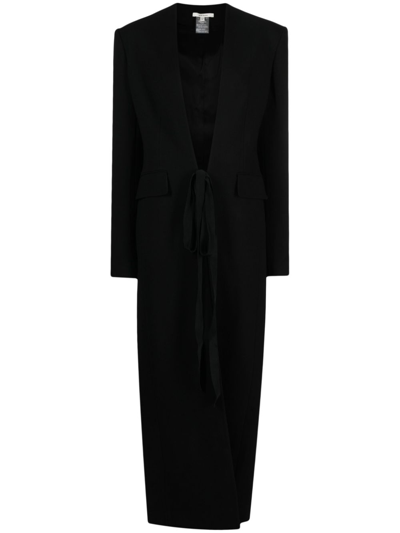 Nensi Dojaka Wool Cady Self-tie Long Coat In Black