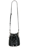 Marc Jacobs 'the Bucket' Black Crossbody Bag With Embossed Logo On The Front In Hammered Leather Woman In Black