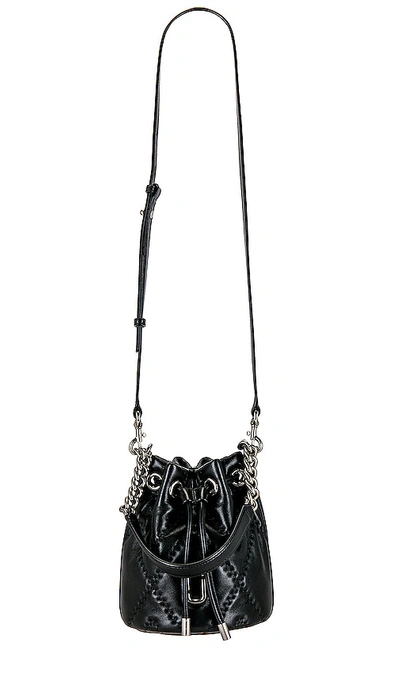 Marc Jacobs 'the Bucket' Black Crossbody Bag With Embossed Logo On The Front In Hammered Leather Woman