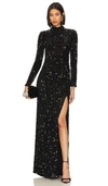 Likely Kerry Sequin Cutout Long Sleeve Gown In Black