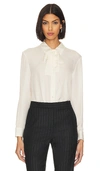 THEORY WIDE TIE NECK BLOUSE
