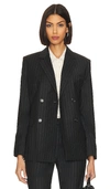 Theory Slim Double-breasted Suiting Flannel Blazer In Charcoal Multi