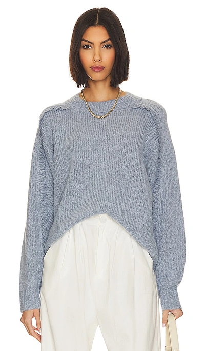 Brochu Walker Aimee Fringe-trim Wool-cashmere Sweater In Lucia Blue Melang