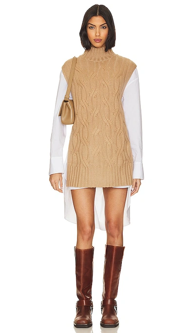 Autumn Cashmere Chunky Cable Sleeveless Cashmere Tunic In Camel