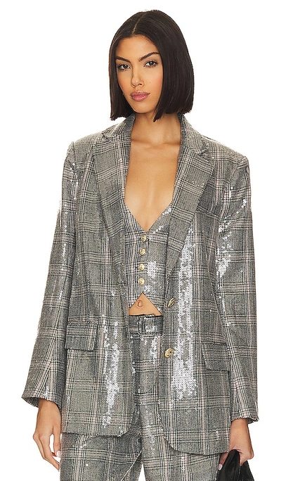 Retroféte Enid Blazer In Grey Plaid