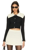 Self-portrait Knitwear Collar Cropped Pockets Sleeves In White