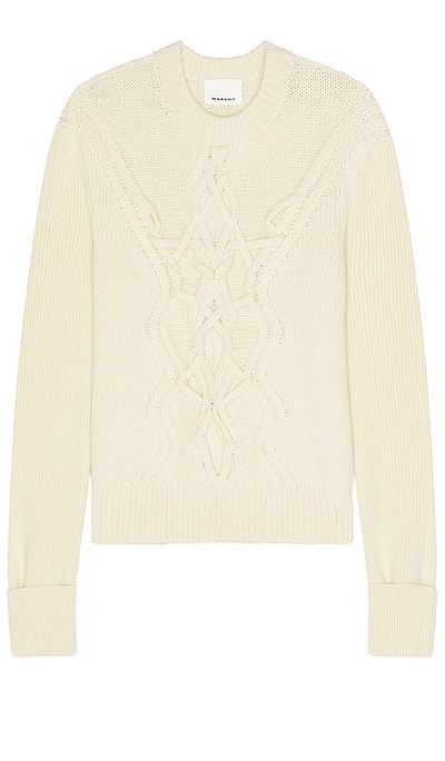 Isabel Marant Tristan Crafty Cable Knit Sweater In Ecru