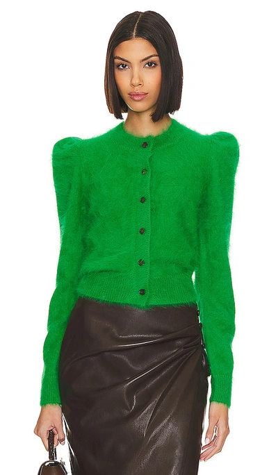 Ulla Johnson Aisha Fuzzy Angora-blend Knit Cardigan In Green