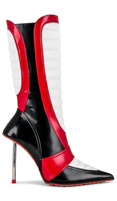 Jeffrey Campbell Motorsport Boots In Black/ Red/ White Combo