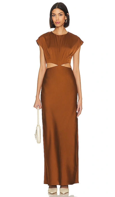 L'academie Margrit Maxi Dress In Cognac