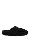 Loewe Ease Toe Post Sandal In Shearling In Black