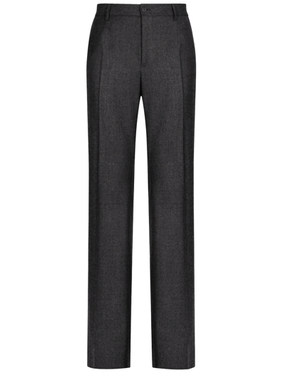 Dolce & Gabbana Stretch Flannel Trousers In Grey