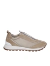 Brunello Cucinelli Mixed Leather Slip-on Runner Sneakers In Pink