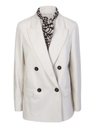 Brunello Cucinelli White Double-breasted Blazer