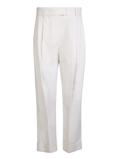 Brunello Cucinelli White Twill Baggy Sartorial Trousers