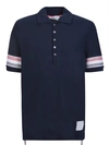Thom Browne Chest Logo-patch Polo Shirt In Blue