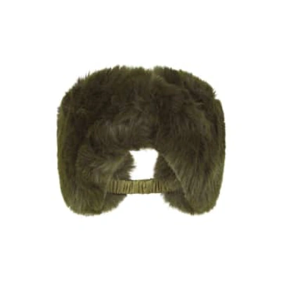 Nooki Design Elsa Faux Fur Olive Headband In Green