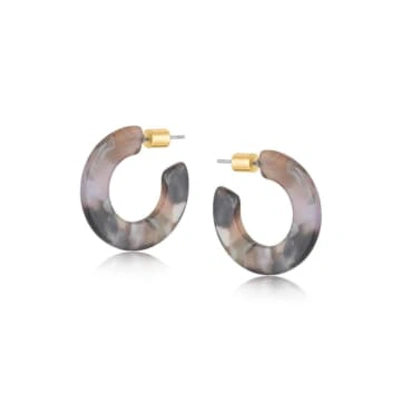 Big Metal Hortense Resin Hoop Earrings In Brown