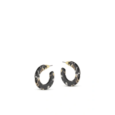 Big Metal Jessica Tiny Cut Out Earrings In Brown/black From