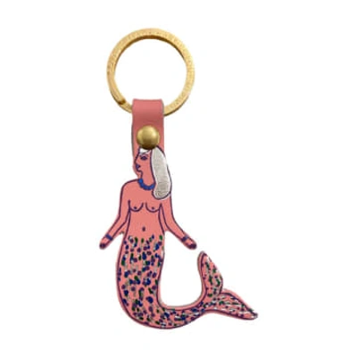 Ark Colour Design Key Fob Leather Foil Embossed Mermaid Pink