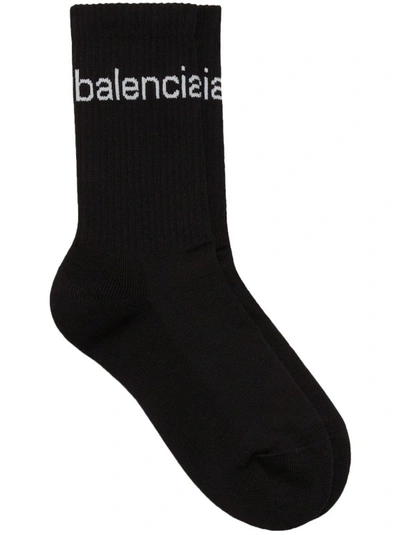 Balenciaga Bal.com 嵌花针织袜 In Black