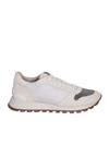 Brunello Cucinelli Bead-embellished Nylon And Suede Sneakers In White