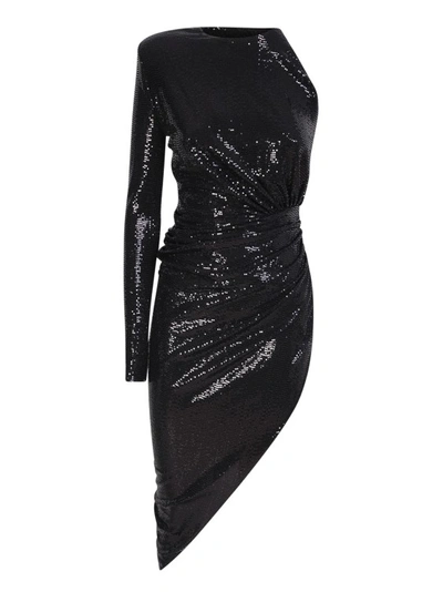 Alexandre Vauthier Embellished One Shoulder Midi Dress In Black