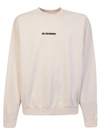 Jil Sander Logo Print Crewneck Sweatshirt In Neutral