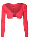 JACQUEMUS RED CROPPED CARDIGAN