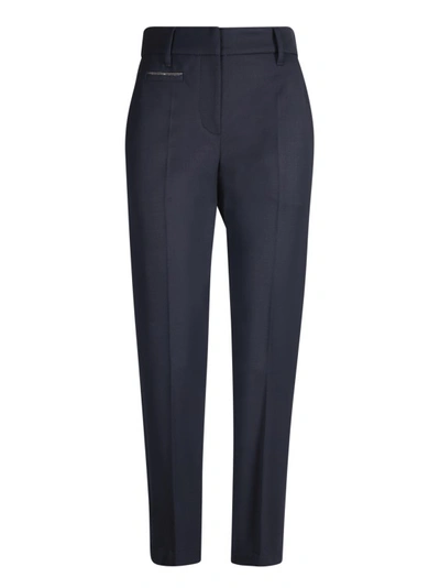 Brunello Cucinelli Blue Slim Trousers In Black