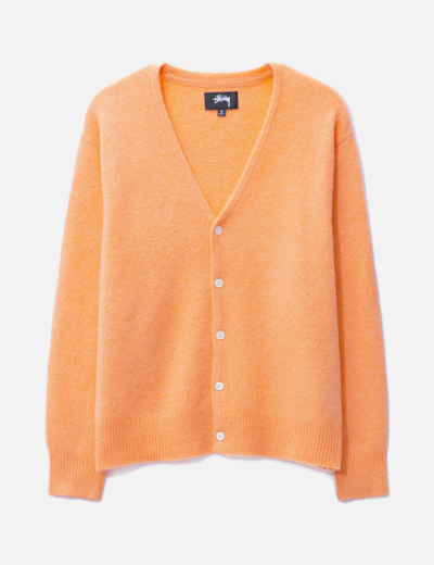Stussy Brushed V-neck Cardigan In Pink