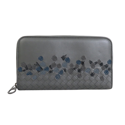 Bottega Veneta Intrecciato Grey Leather Wallet  ()