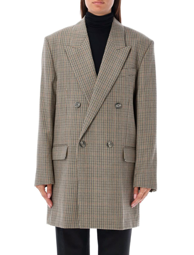 Ami Alexandre Mattiussi Ami Paris Houndstooth Double Breasted Blazer In Multi