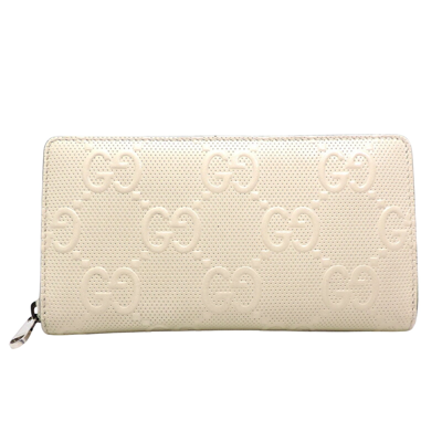 Gucci Gg Embossé White Leather Wallet  ()