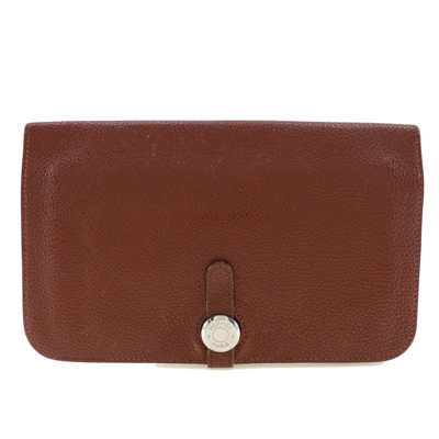Pre-owned Hermes Hermès Dogon Burgundy Leather Wallet  ()