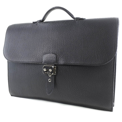 Hermes Hermès Sac À Dépêches Black Leather Briefcase Bag ()