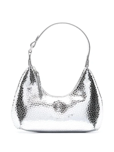 By Far Amber Metallic-effect Tote Bag In Silver