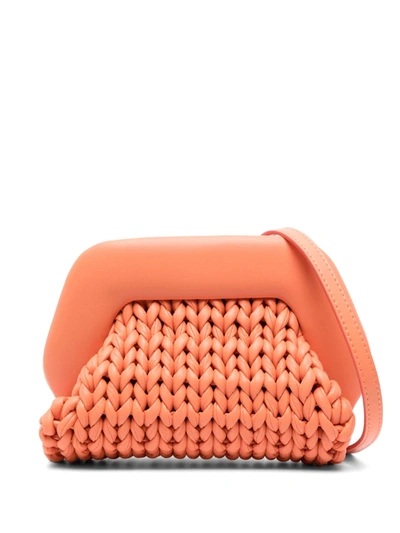 Themoirè Cable Knit Leather Satchel Bag In Salmon