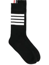 Thom Browne Athletic Mid-calf 4-bar Socks In Black