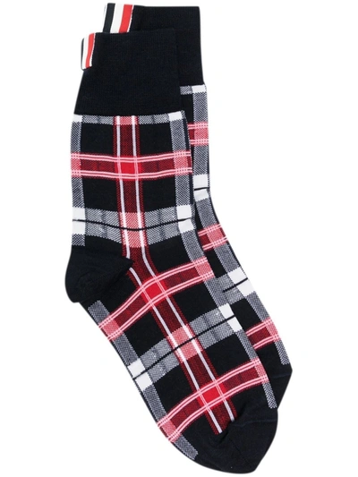 Thom Browne Tartan-check Mid-calf Socks In Multicolor