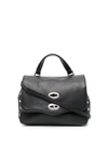Zanellato Stud-embellished Leather Shoulder Bag In Black