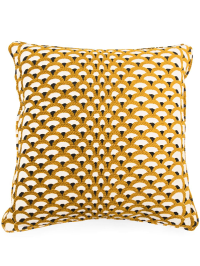 Soho Home X Pierre Frey Les Ecailles Patterned-jacquard Cushion In Yellow