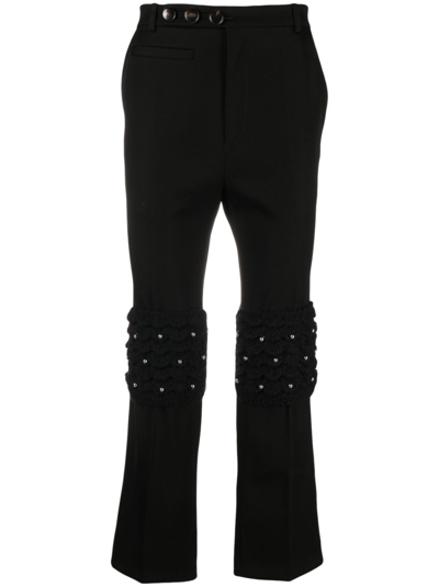 Namacheko Cropped Crystal-embellished Flared Trousers In Black