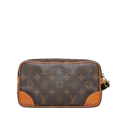 Pre-owned Louis Vuitton Marly Brown Canvas Clutch Bag ()